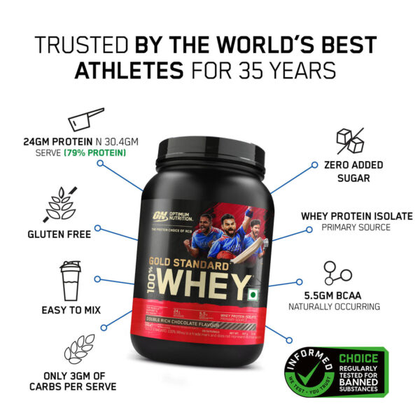 Gold Standard 100% Whey Protein | 907 g (2 lbs) | Double Rich Chocolate - Image 2